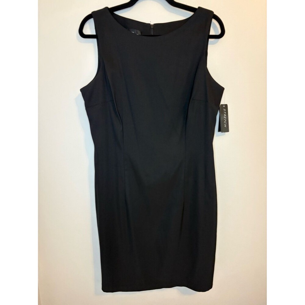 AGB Black Sheath Dress Size 14 Sleeveless Stretch Career Classic NWT